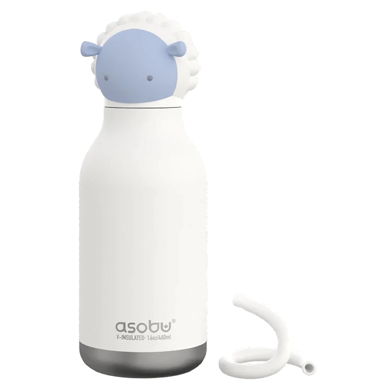 Asobu 16-Oz. Bestie Bottle Insulated Stainless Steel Water Bottle with Reusable Flexi Straw, Sheep
