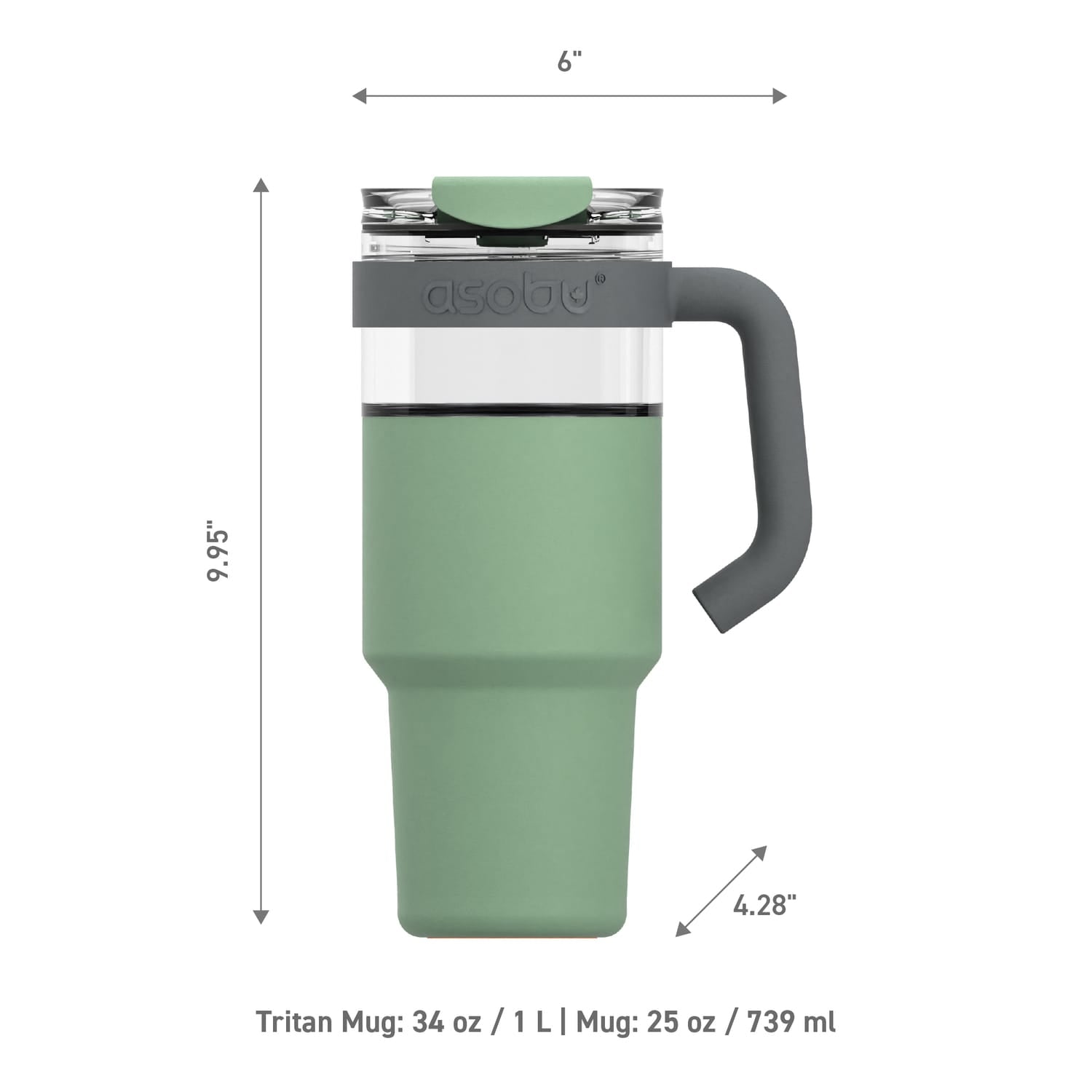 Asobu 34-Oz. Explorer See-Through Travel Mug with Detachable Insulated Tumbler, Green