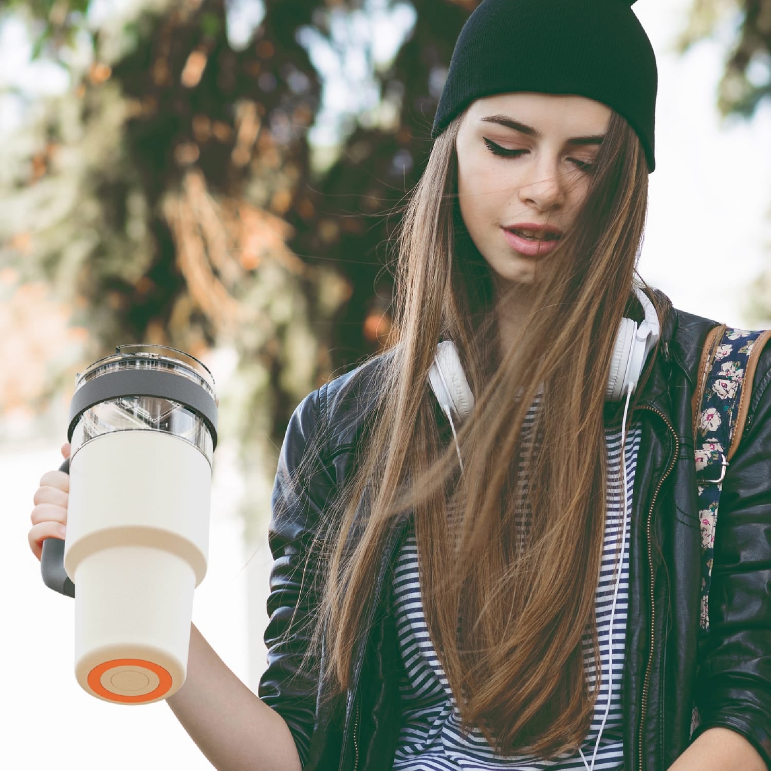 Asobu 34-Oz. Explorer See-Through Travel Mug with Detachable Insulated Tumbler, White