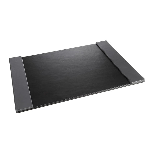 Artistic Leatherette Desk Pad with Fold-out Gray Side Rails for Professionals, 24-In. x 19-In., Black