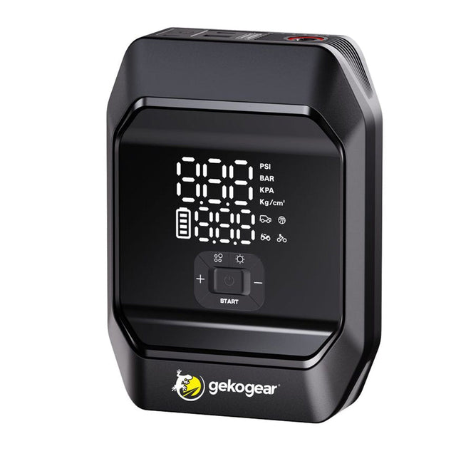 GekoGear AirFlux 300 Portable Air Pump and 1000-Peak-Amp Jump Starter with Power Bank