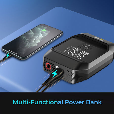 GekoGear AirFlux 300 Portable Air Pump and 1000-Peak-Amp Jump Starter with Power Bank