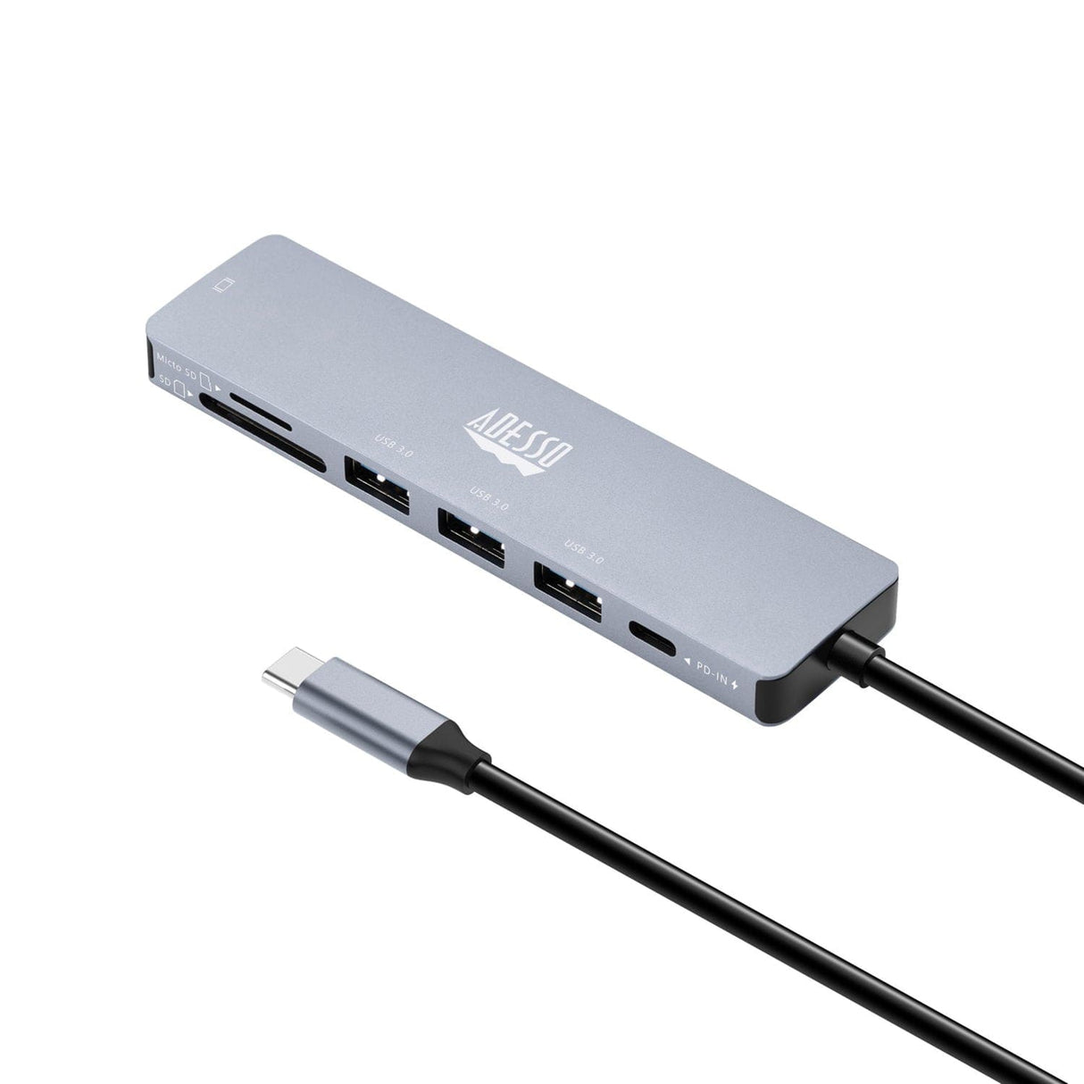 Adesso 7-in-1 CyberHub USB-C Docking Station with 4K HDMI Port, for Laptops