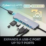 Adesso 7-in-1 CyberHub USB-C Docking Station with 4K HDMI Port, for Laptops