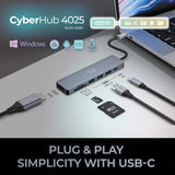 Adesso 7-in-1 CyberHub USB-C Docking Station with 4K HDMI Port, for Laptops