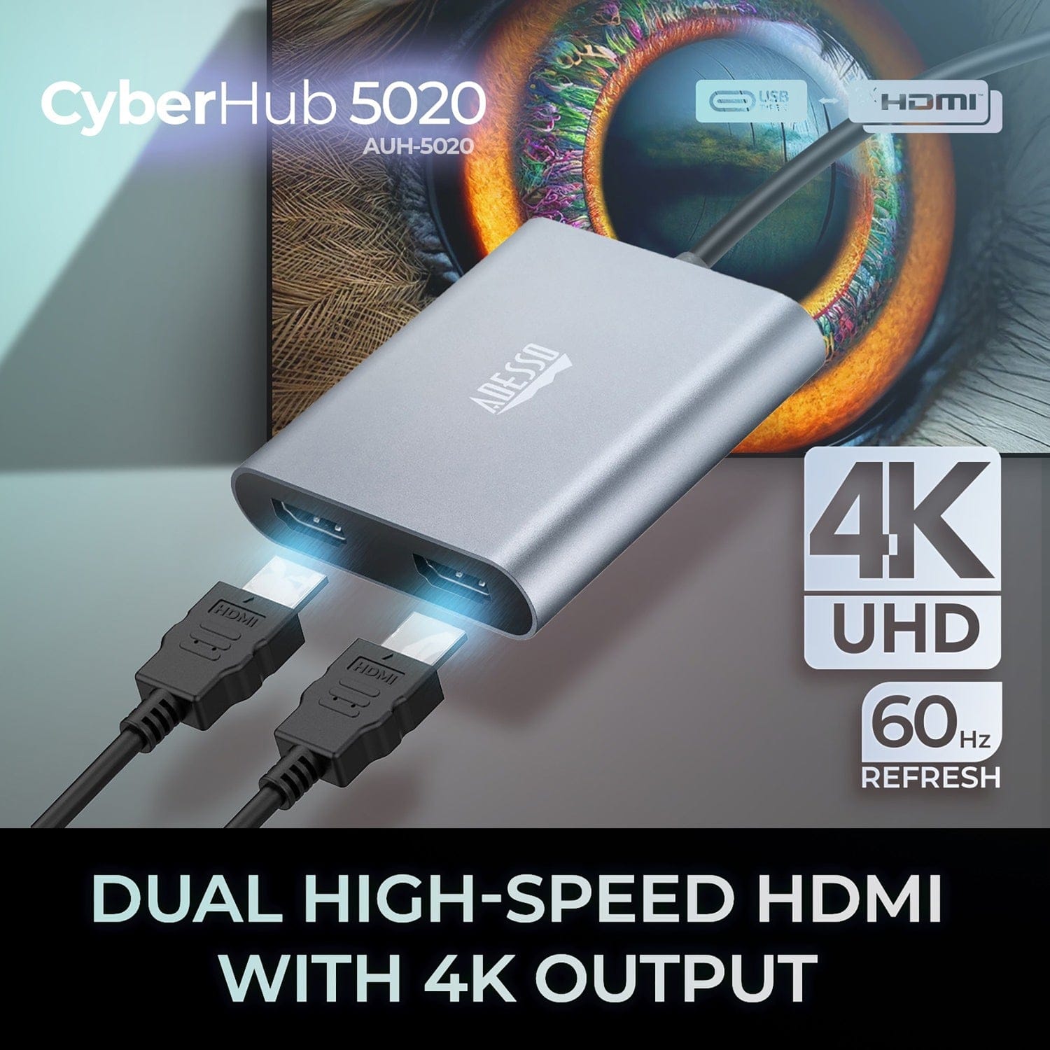 Adesso USB-C to Dual HDMI Adapter