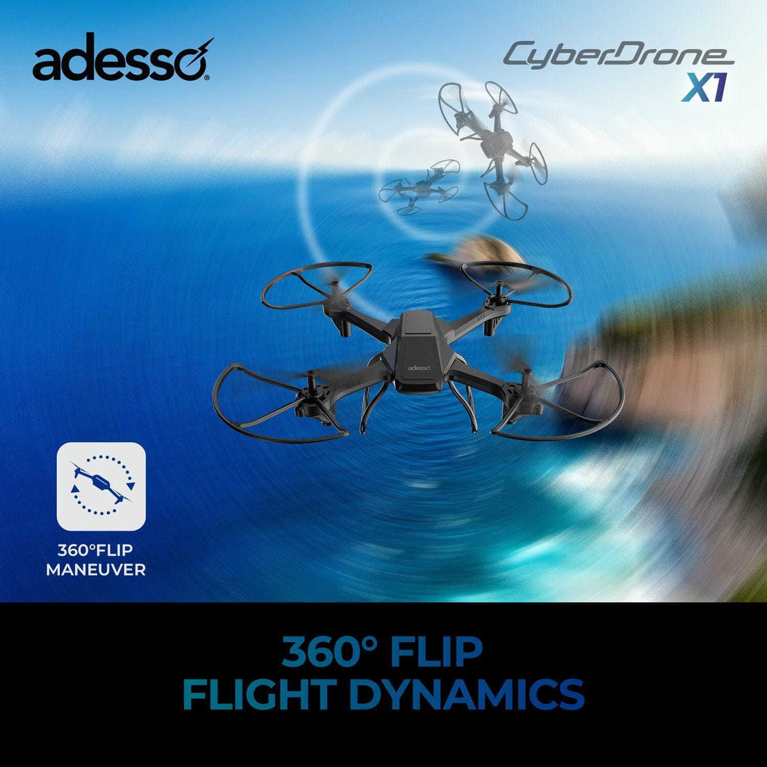 Adesso CyberDrone X1 720p Entry-Level Drone with Camera and Remote