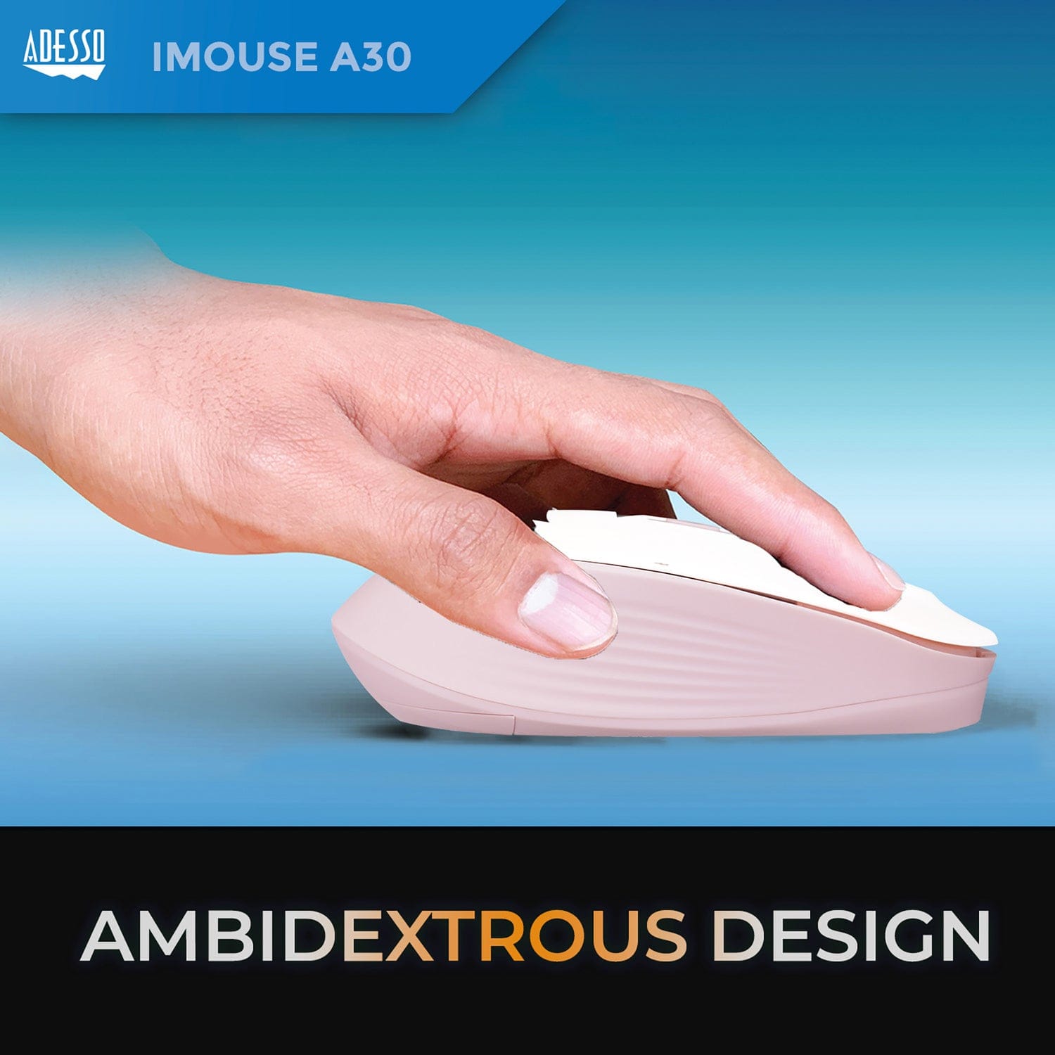 Adesso iMouse A30 Wireless Computer Mouse with AI Copilot Button, 4 Buttons, 1200 DPI, for PC and Mac, Pink