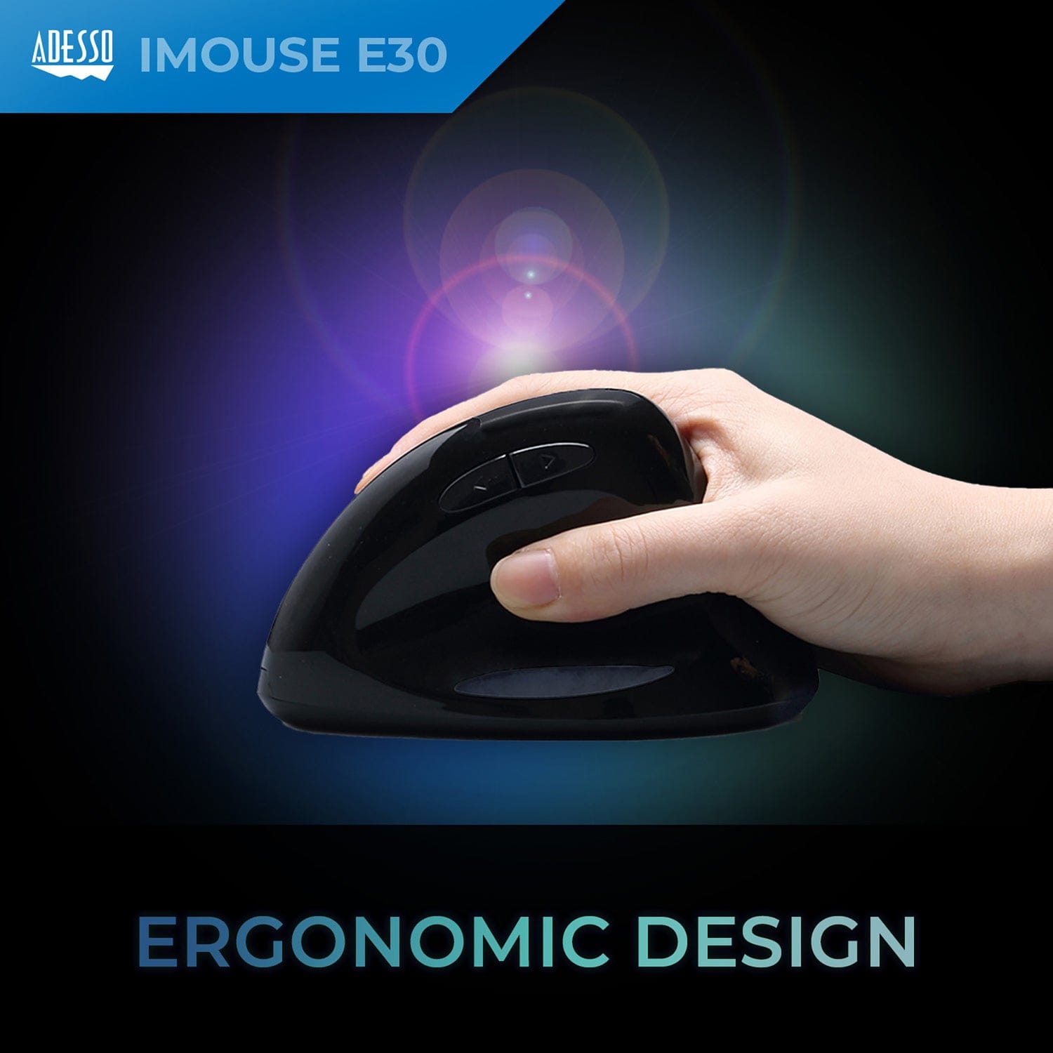 Adesso iMouse E30 Wireless Vertical Ergonomic Mouse, 6 Buttons, 4800 DPI, for PC