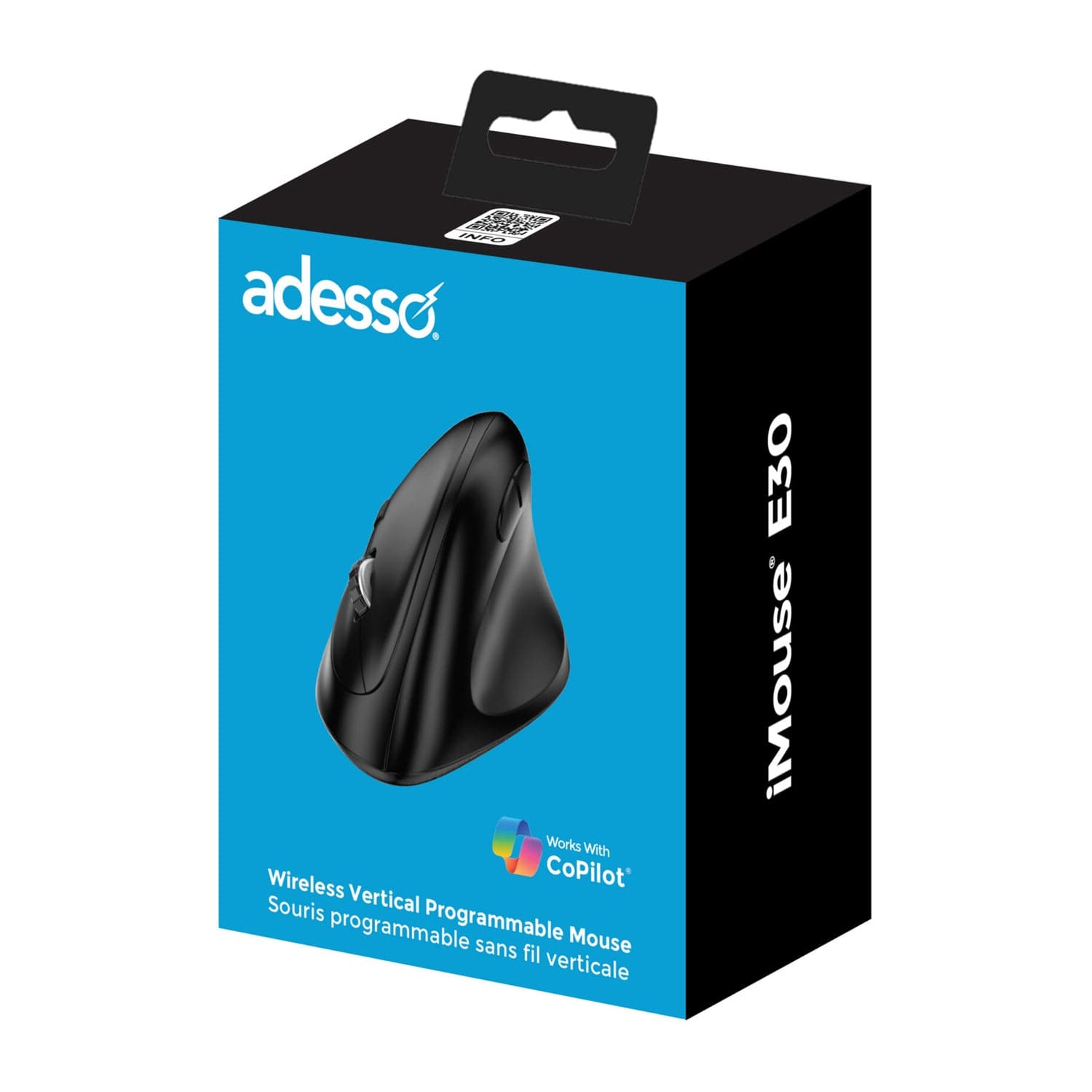 Adesso iMouse E30 Wireless Vertical Ergonomic Mouse, 6 Buttons, 4800 DPI, for PC