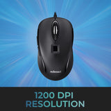 Adesso iMouse F1-TAA Wired USB Computer Mouse with Fingerprint Reader, 5 Buttons, 1200 DPI, for PC and Mac