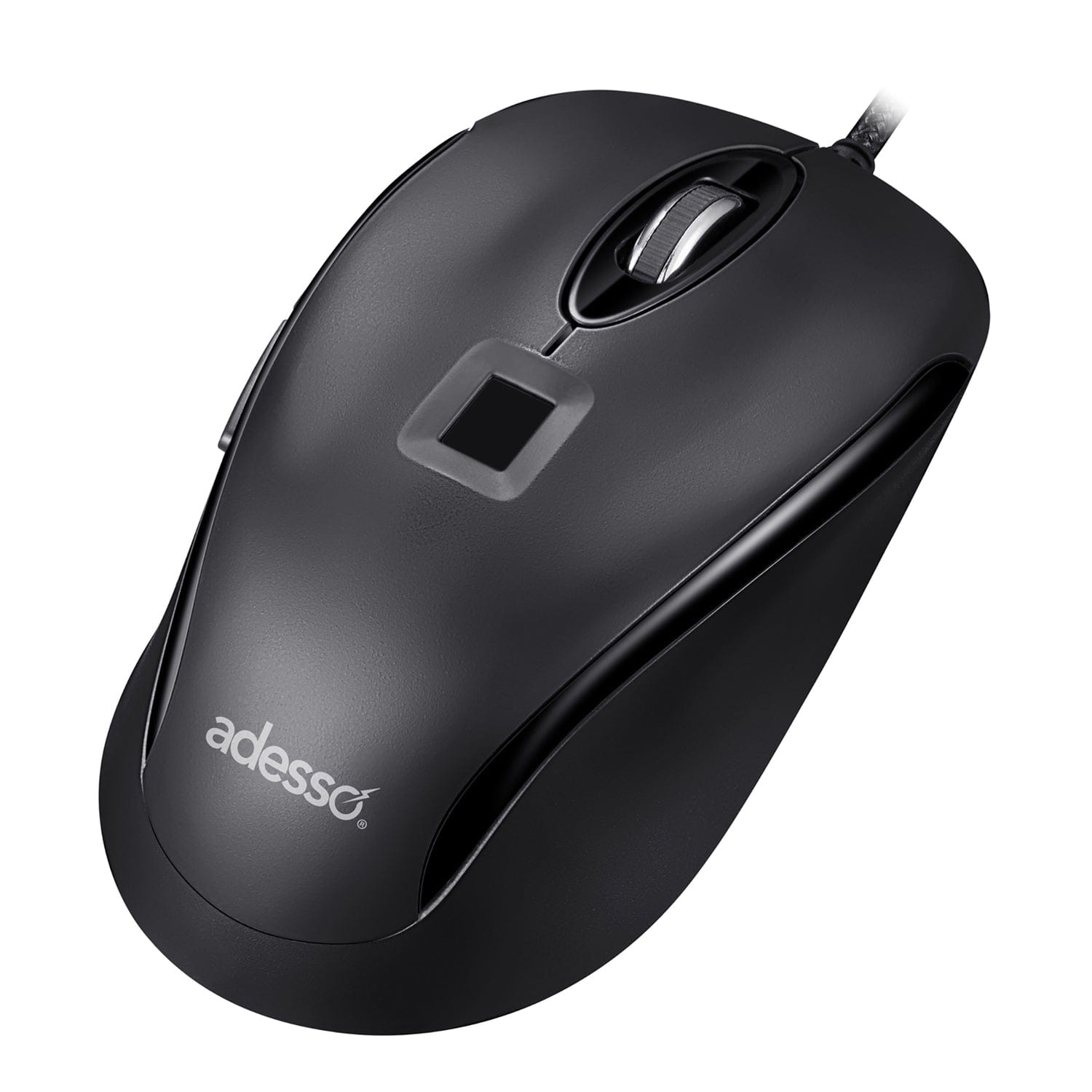 Adesso iMouse F1-TAA Wired USB Computer Mouse with Fingerprint Reader, 5 Buttons, 1200 DPI, for PC and Mac