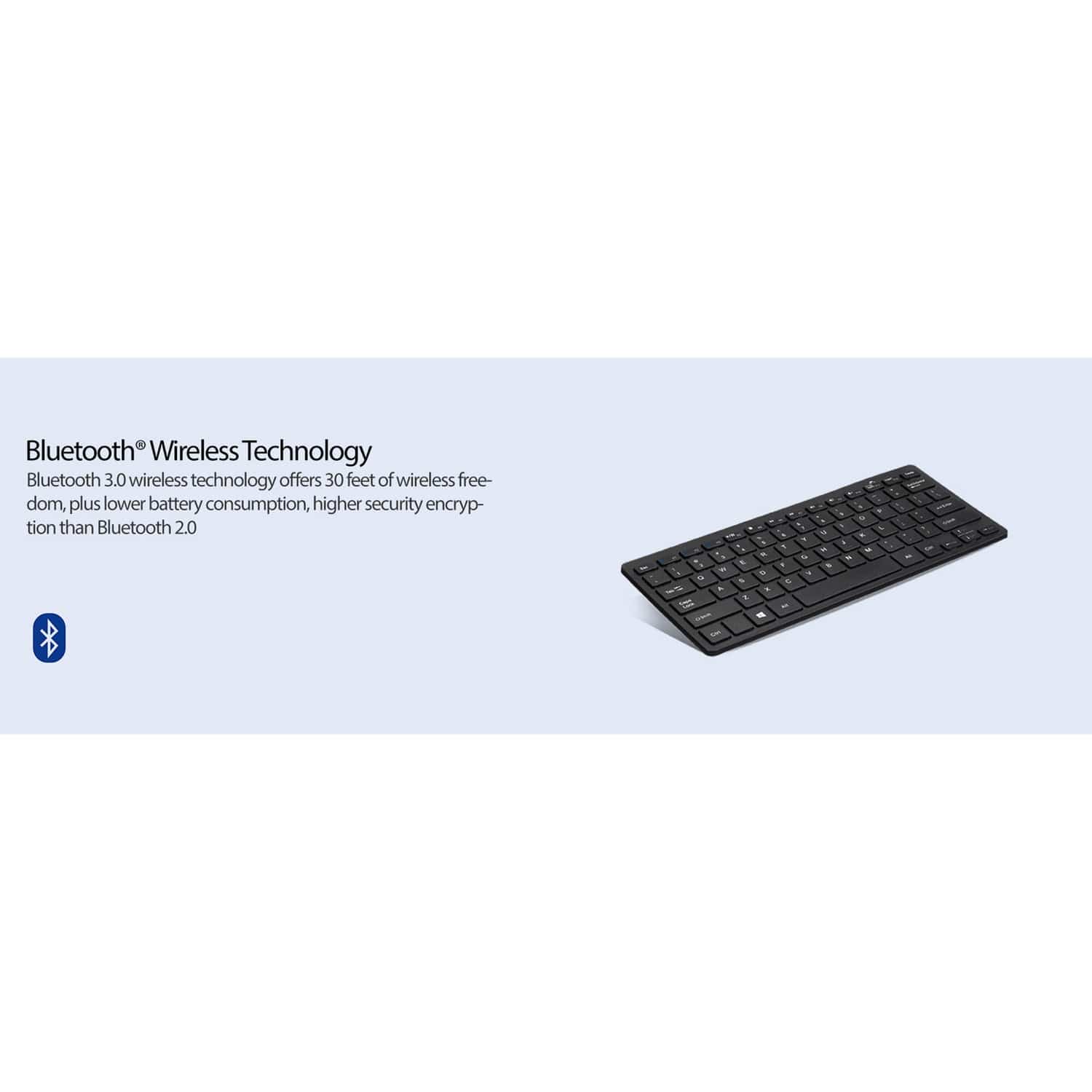 Adesso Bluetooth SlimTouch Computer Keyboard with Scissor Switches, for Windows, Mini