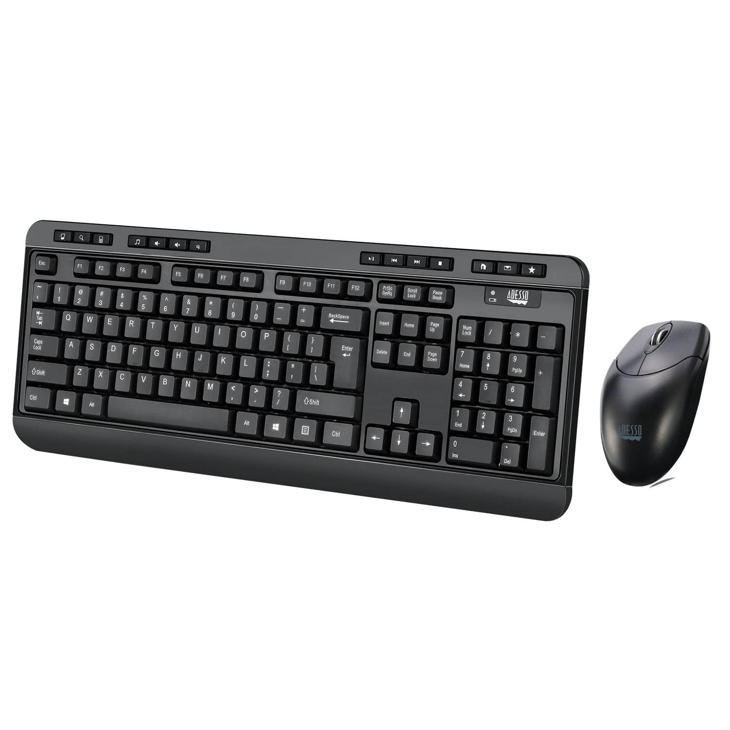 Adesso EasyTouch WKB-1320CB Antimicrobial Wireless Desktop Keyboard and Mouse