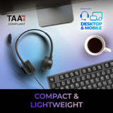 Adesso Xtream P4T-TAA Push-to-Talk Headset with Microphone, TAA Compliant