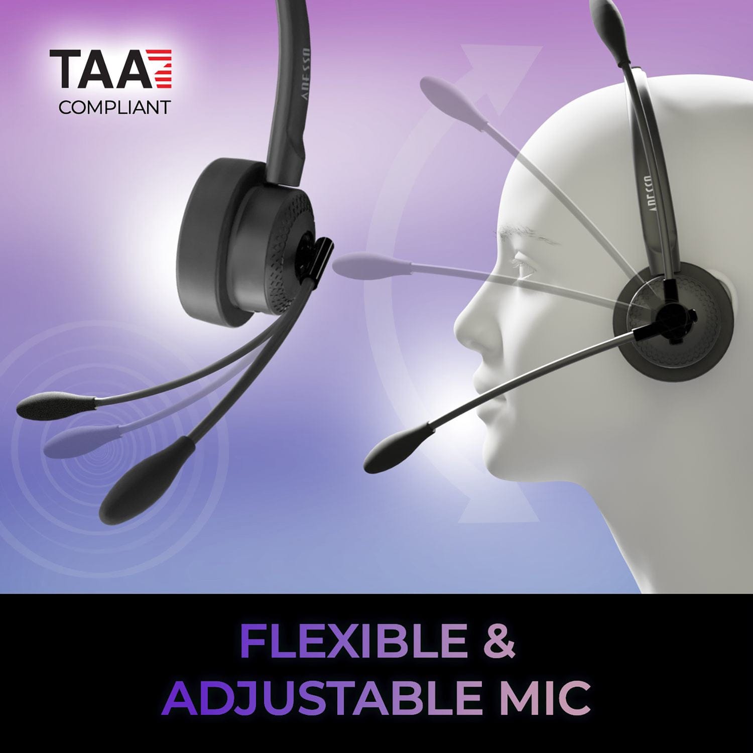 Adesso Xtream P4T-TAA Push-to-Talk Headset with Microphone, TAA Compliant