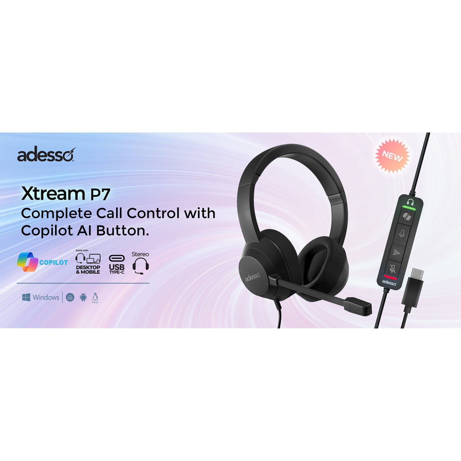 Adesso Xtream P7 AI Copilot Headset with Microphone