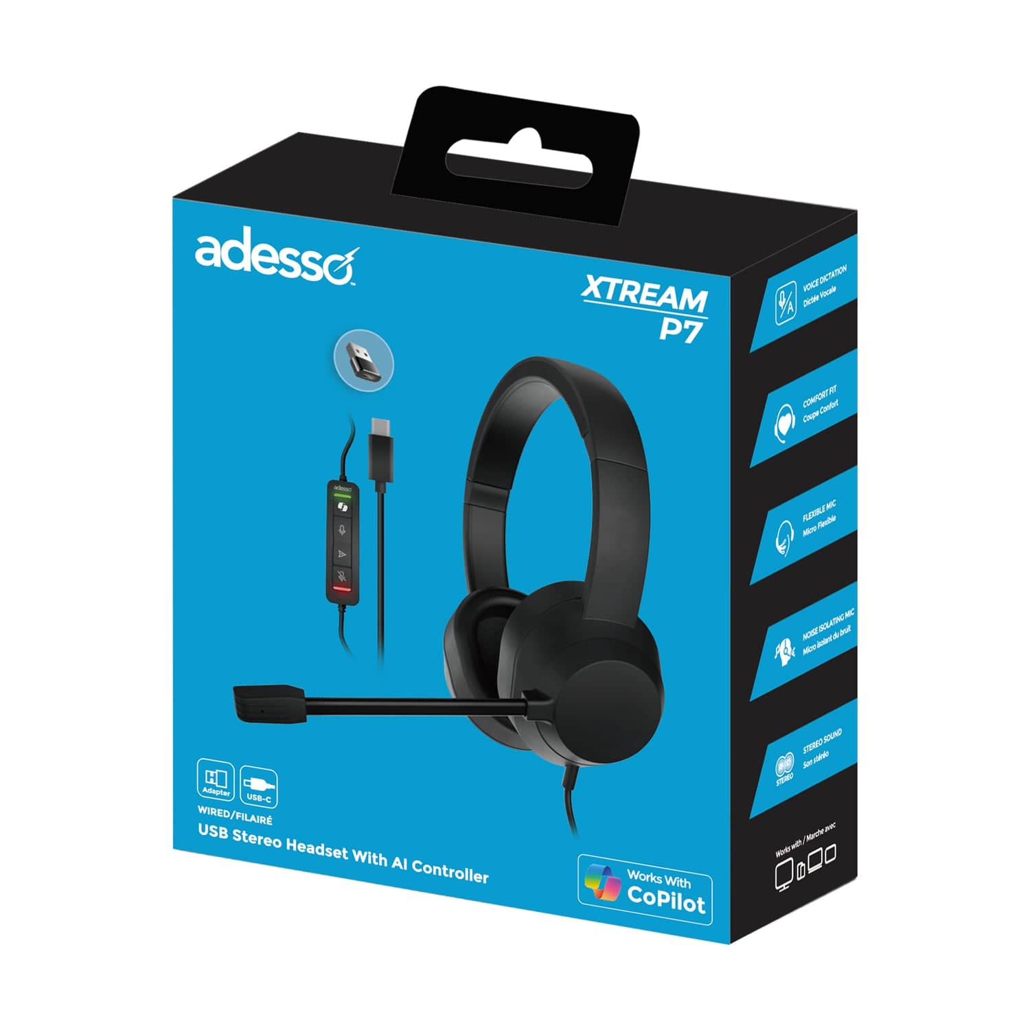 Adesso Xtream P7 AI Copilot Headset with Microphone