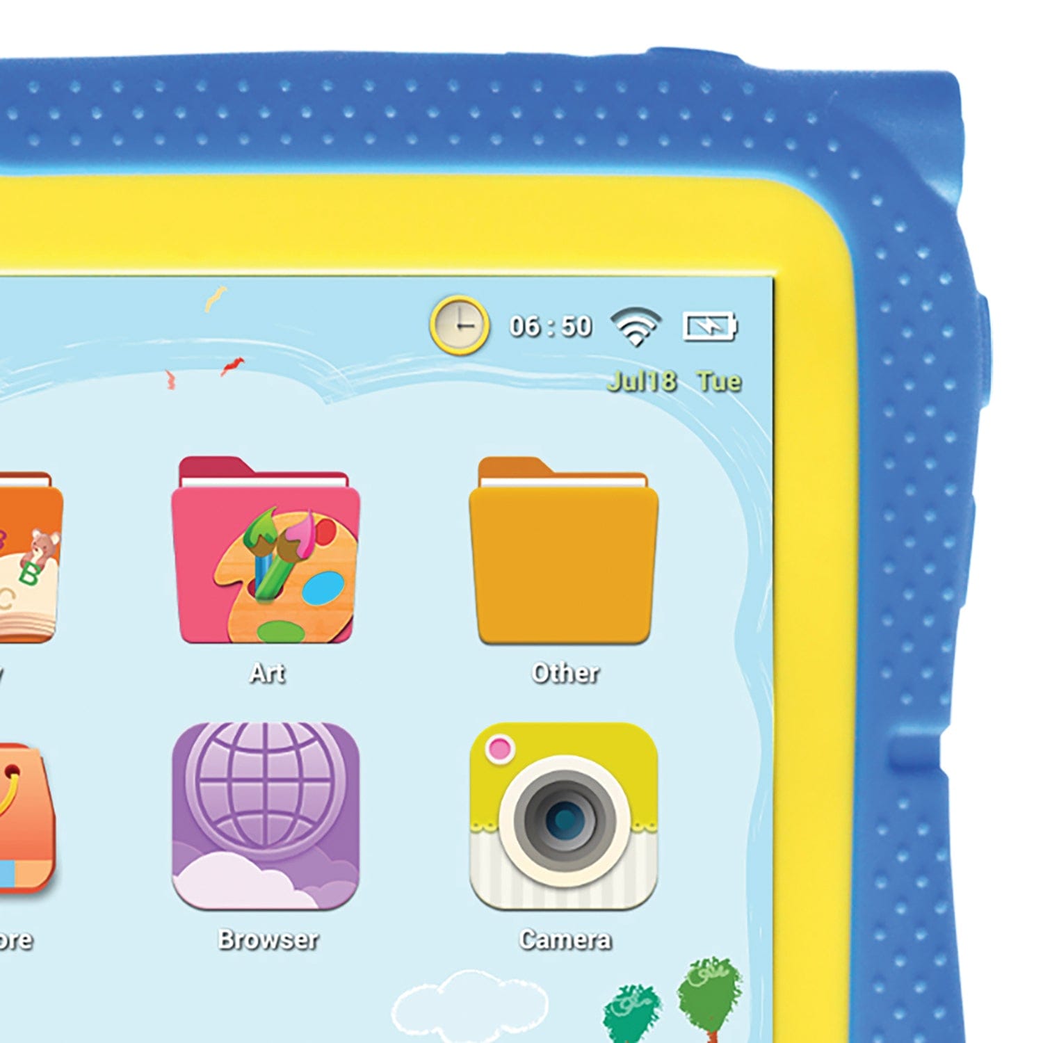 Azpen 7-In. Kids Wonder Android 13 Tablet with Rubberized Case and Stand
