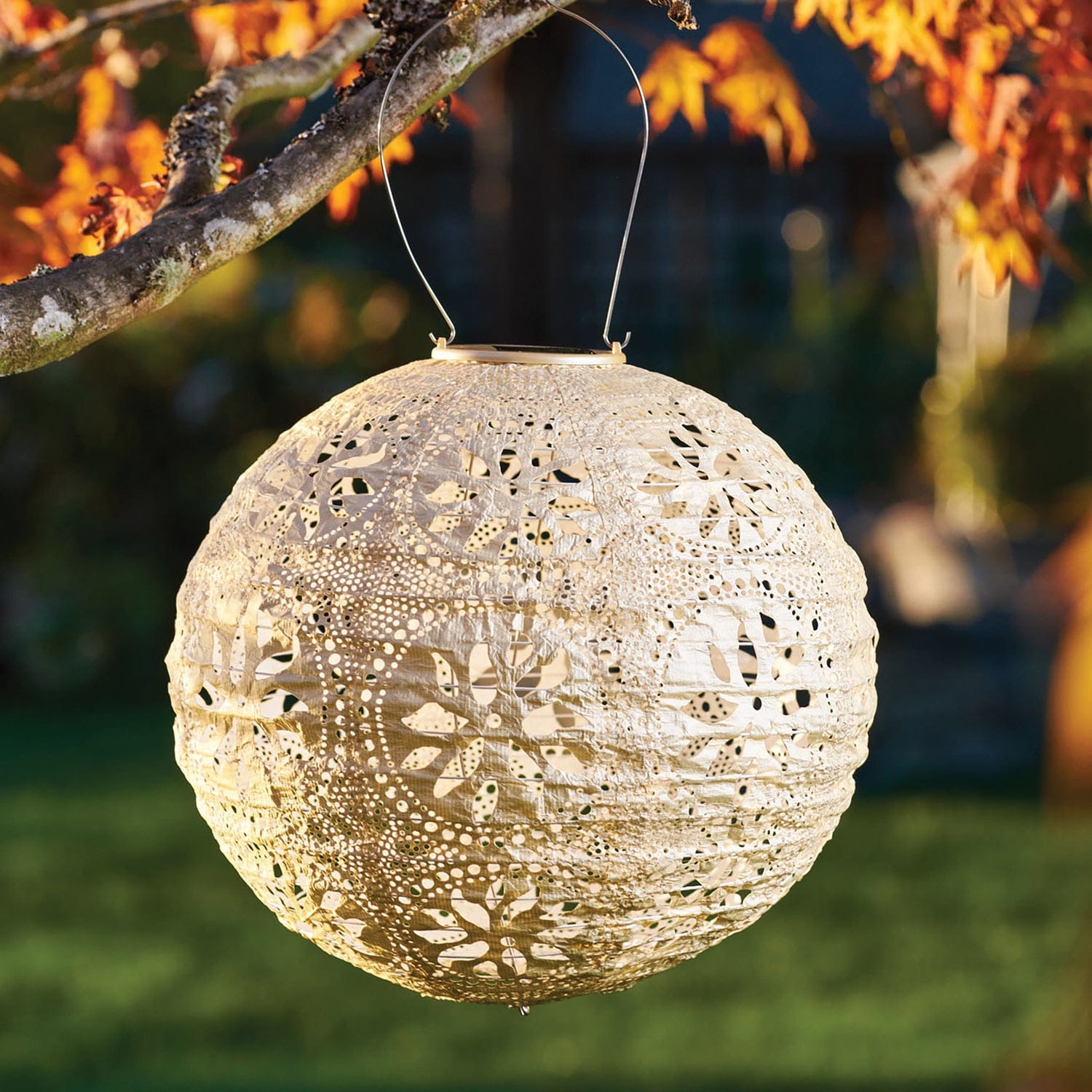Allsop Home Garden Soji Stella Boho Globe 12-In. Tyvek Solar Lantern