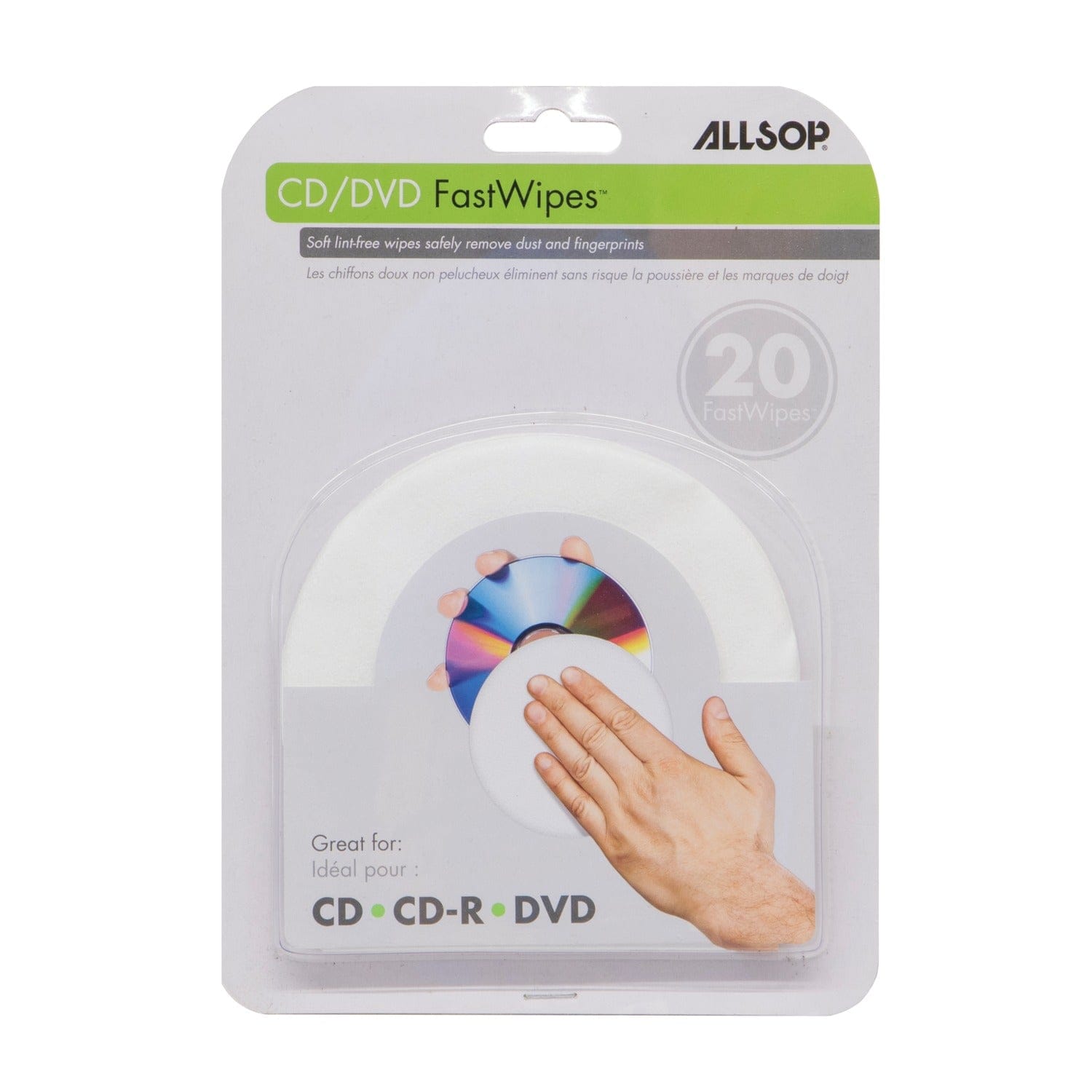 Allsop FastWipes CD/DVD Cleaning Cloths, 20 Pack