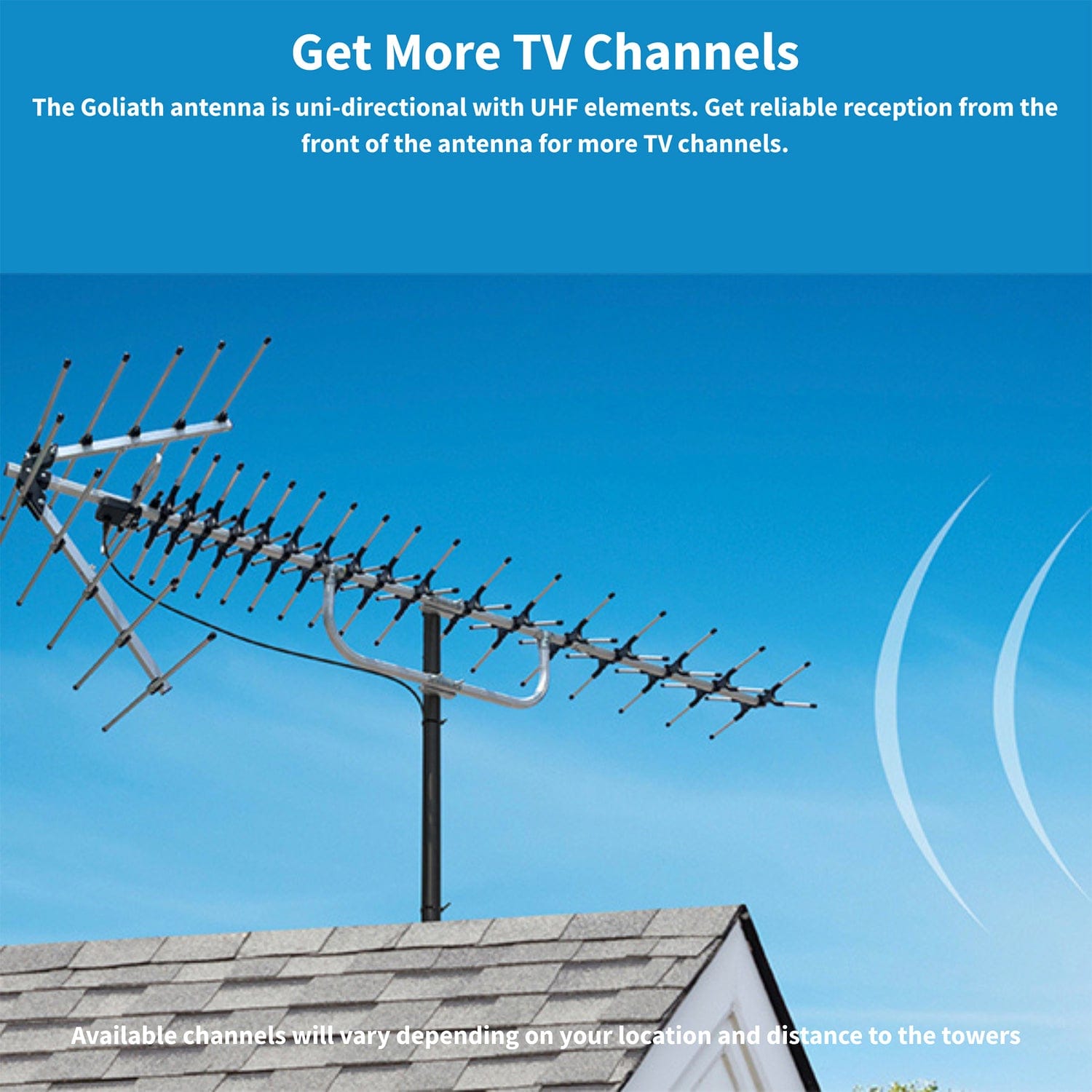 Antennas Direct GOLIATH Unidirectional Long-Range UHF Attic Outdoor HDTV Antenna with More than 70-Mile Range
