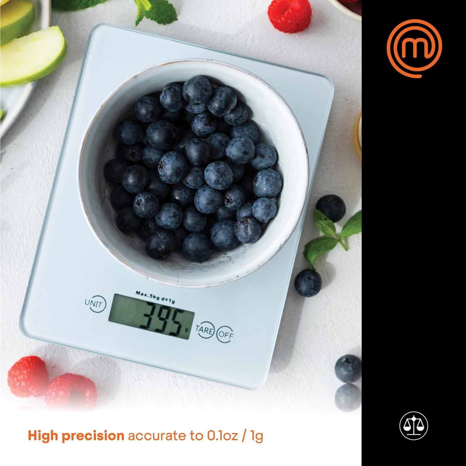 MasterChef 11-Lb. Tempered Glass Digital Kitchen Scale, Silver