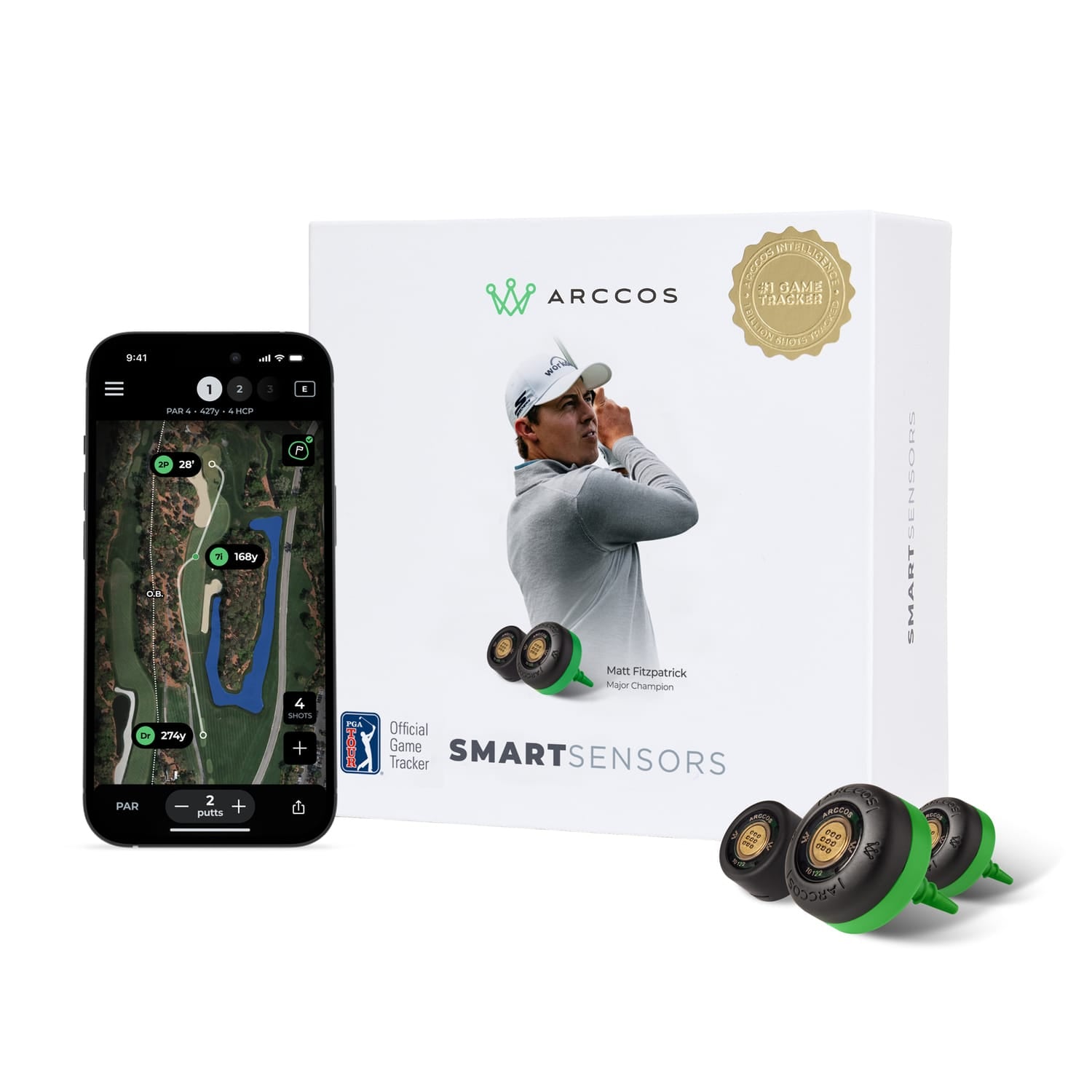Arccos Gen 4 Smart Sensor Golf Game Tracking System, Black/Green