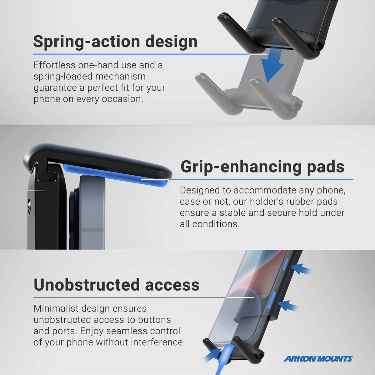 Arkon Mounts Slim-Grip Ultra 22-In. Vehicle Seat Rail or Floor Car-Mount Phone Holder