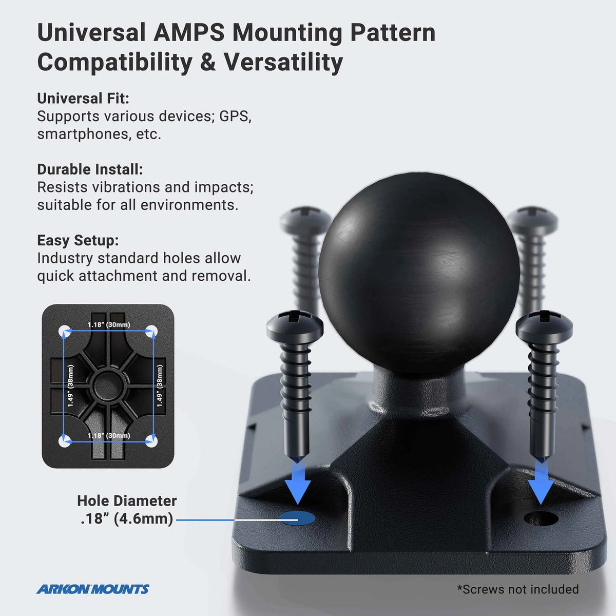Arkon Mounts Slim-Grip Tablet Holder with Clamp Mount and Security Knob Shaft