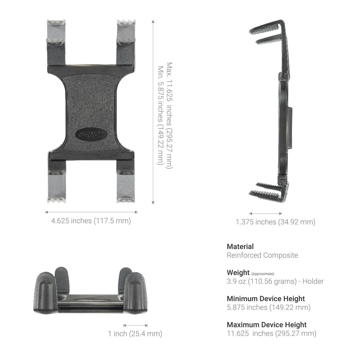 Arkon Mounts Slim-Grip Tablet Holder with Heavy-Duty Clamp Mount