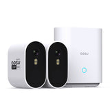 AOSU 3K 5.0-MP Outdoor WirelessCam System Max with 2 Cameras and 4-Channel Home Station Recorder, C6S2AH11