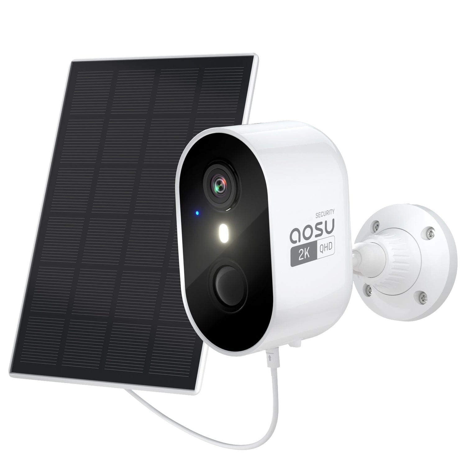 AOSU 2K QHD 3.0-MP Wi-Fi Outdoor AI-Smart Solar Security Camera with PIR Motion Detection, 2-Way Audio, and Spotlight, C7L2BA11