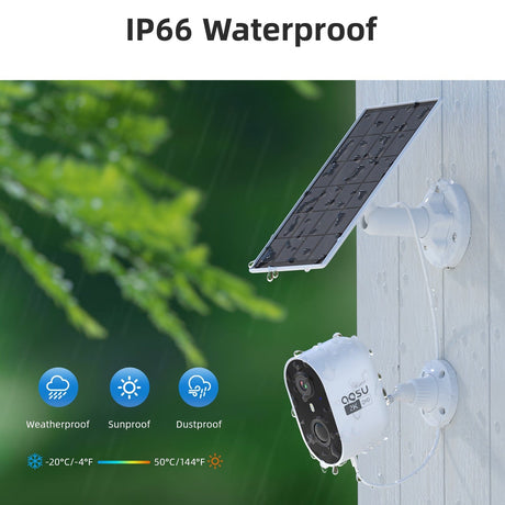 AOSU 2K QHD 3.0-MP Wi-Fi Outdoor AI-Smart Solar Security Camera with PIR Motion Detection, 2-Way Audio, and Spotlight, C7L2BA11