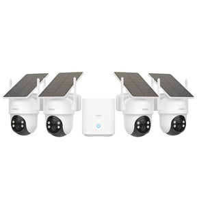 AOSU 2K QHD 3.0-MP Dual-Band Wi-Fi Outdoor AI-Smart Solar Security Camera Kit with Panoramic PTZ, Auto-Tracking, and Home Station Recorder, 4 Cameras