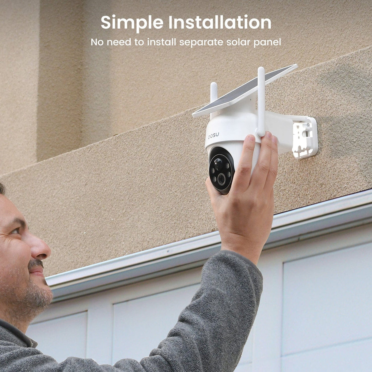 AOSU 2K QHD 3.0-MP Dual-Band Wi-Fi Outdoor AI-Smart Solar Security Camera Kit with Panoramic PTZ, Auto-Tracking, and Home Station Recorder, 4 Cameras