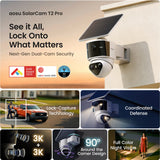 AOSU Dual 3K 5.0-MP SolarCam T2 Pro Camera with Solar Panel, 170° FOV, 360° PTZ with Auto Tracking, AI Detection, 2-Way Audio, Warning Light, Siren