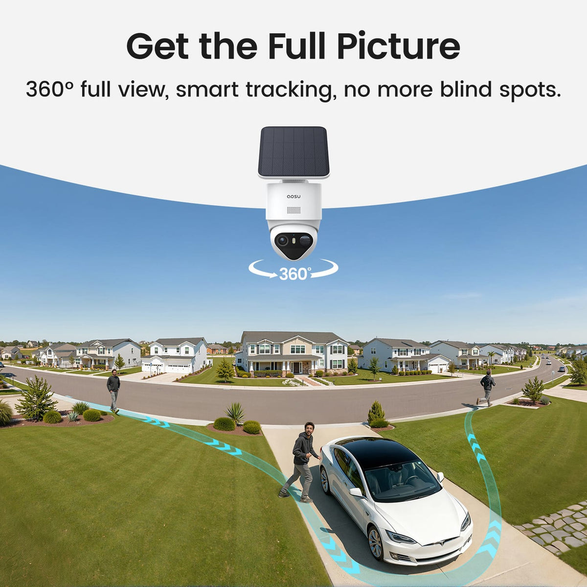 AOSU TrueColor 4K 8.3-MP SolarCam T2 Ultra Camera System with Solar Panels, AOSUCortex Hub, 355° PTZ with Auto Patrol, AI, 2-Way Talk, 2 Cameras