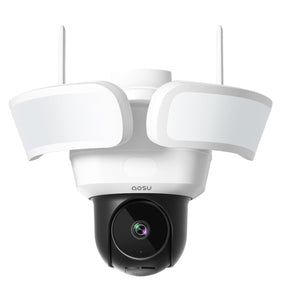 AOSU Floodlight Cam Pro 360° PTZ Motion-Sensing Wi-Fi AI-Smart 3K Security Camera with 2 Wired Integrated LED Flood Lights, 2,600 Lumens
