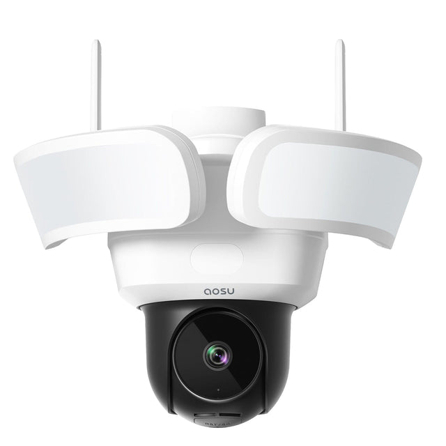 AOSU Floodlight Cam Pro 360° PTZ Motion-Sensing Wi-Fi AI-Smart 3K Security Camera with 2 Wired Integrated LED Flood Lights, 2,600 Lumens
