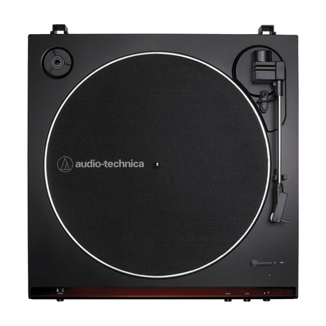 Audio-Technica 2-Speed Belt-Drive Fully Automatic Turntable with 45 RPM Adapter, Switchable Phono Preamp, and RCA Out, AT-LP60X, Black/Brown