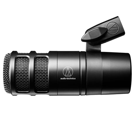 Audio-Technica AT2040 Dynamic Wired Hypercardioid Microphone for Podcasts with 3-Pin XLRM Output, Pivoting Stand Mount, Mount Adapter, and Pouch