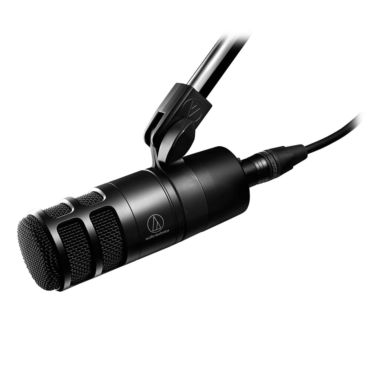 Audio-Technica AT2040 Dynamic Wired Hypercardioid Microphone for Podcasts with 3-Pin XLRM Output, Pivoting Stand Mount, Mount Adapter, and Pouch