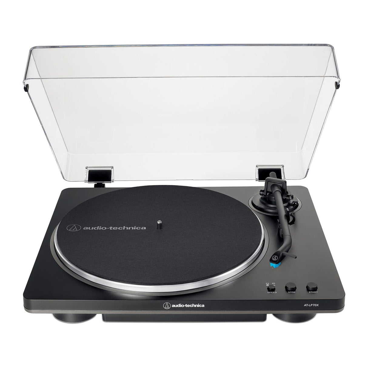 Audio-Technica 2-Speed Belt-Drive Automatic Turntable with 45 RPM Adapter, Switchable Preamp, 3-Piece Chassis, RCA Out, AT-VM95 Stylus, Black/Gray
