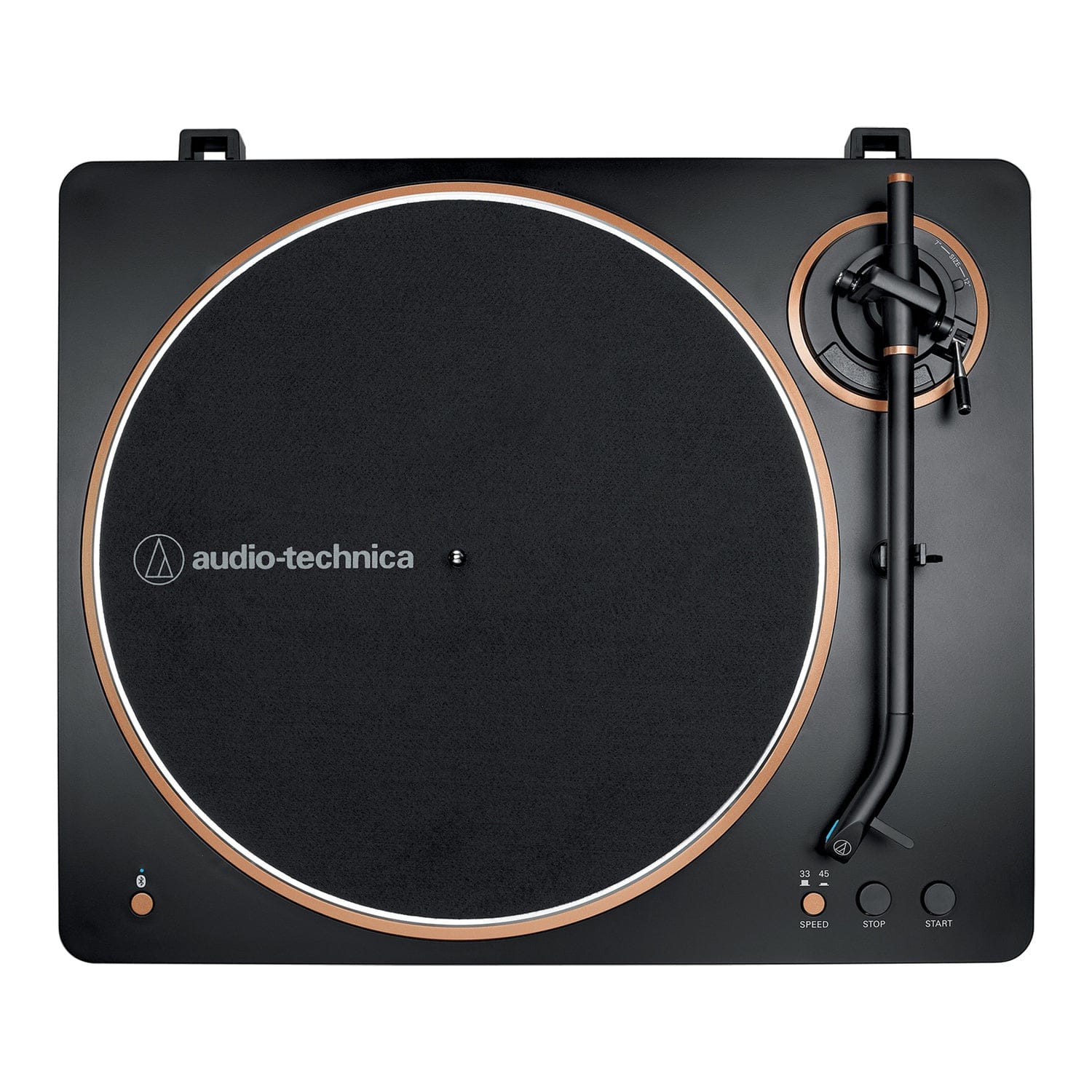 Audio-Technica 2-Speed Belt-Drive Fully Automatic Turntable with Bluetooth, aptX, 45 RPM Adapter, Switchable Preamp, and RCA Out, Black/Bronze