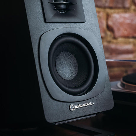 Audio-Technica 30-Watt-Max Bluetooth AT-SP3X Powered Bookshelf Speaker Set with 3-In. Woofers, Built-in DSP Tuning, and Dual RCA Inputs, Pair