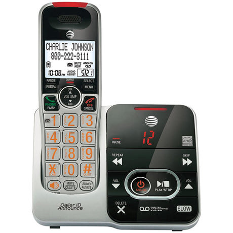 AT&T 1-Cordless Handset DECT 6.0 Expandable Phone System for Landline, Answering System, Audio Assist, Big Buttons, Large Text, and Caller ID