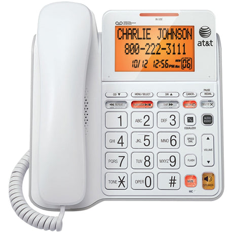 AT&T 1-Corded Handset Phone System for Landlines, Answering System, Audio Assist, Large Buttons, Speakerphone, and Loud/Visual Ringer, CL4940