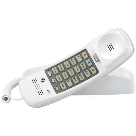 AT&T Corded Trimline Phone with Lighted Keypad, White