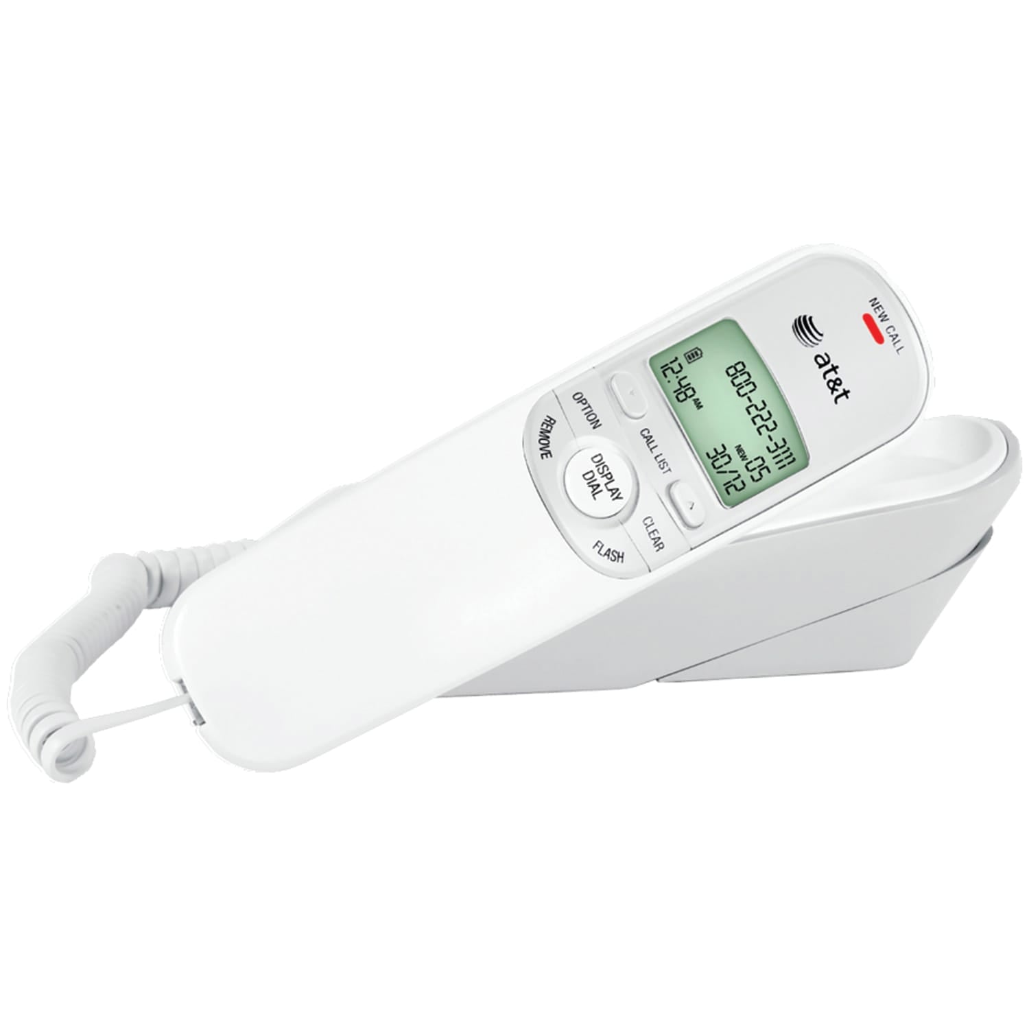 AT&T Corded Trimline Phone with Caller ID, White